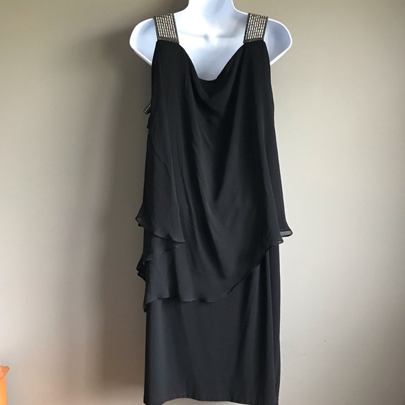 MSK Women Black Chiffon Overlay Cocktail Party Holiday Sheath Dress Comfortable - Picture 6 of 8